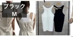 新品　しまむら　megumi カップ付きアメスリタンクトップ　ブラック　M