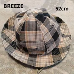 BREEZE　チェック柄ハット ひも付き　 春夏　52サイズ