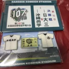 第107回全国高校野球選手権大会　看板マグネット&ピンバッジ　日大三対沖縄尚学