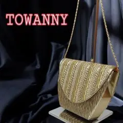 TOWANNY　チェーンショルダーバッグ　パーティーバッグ　ゴールド　刺繍