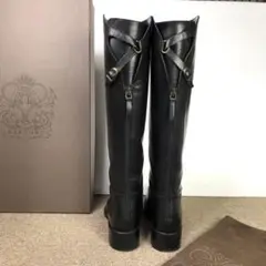 38 SARTORE シングルベルト ロングブーツ 黒 サルトル 24.5