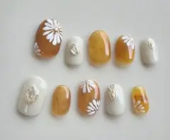 イエロー　ニュアンス　はちみつ　蜂蜜　フラワー　ネイルチップ　現品