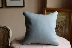 リネンクッションカバー / 30cm / グレーブルー