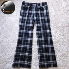 BURBERRY BLUE LABEL　ウールモヘヤパンツ　ホースロゴ　チェック