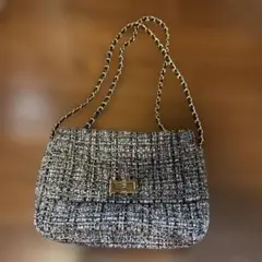 ツイードショルダーバッグ 黒と白