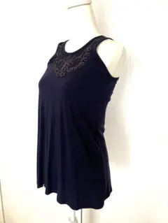 スコットクラブ　刺繍入りネイビー　ノースリーブ　タンクトップ