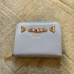 ビジュー付きライトグレーカードケース　サマンサタバサプチチョイス　美品