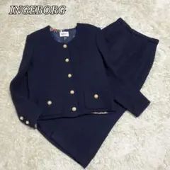 極美品✨インゲボルグ　ツイード　パールボタン　スーツ　セットアップ　花柄