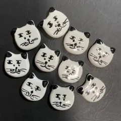 猫型 陶器製ボタン 2穴 10個セット