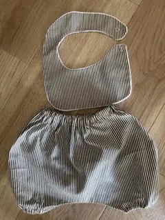 ハンドメイド ベビー服セット スタイ & ブルマ ストライプ柄
