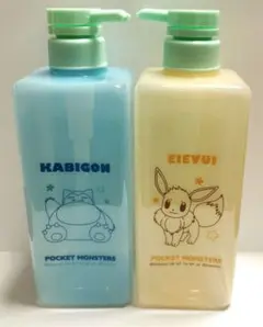 【2個セット】ポケモン、ディスペンサーボトル、カビゴンイーブイ、シャンプーボトル