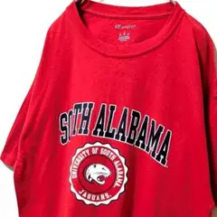チャンピオン サウスアラバマ大学ジャガーズ ロゴ Tシャツ レッド赤 L古着