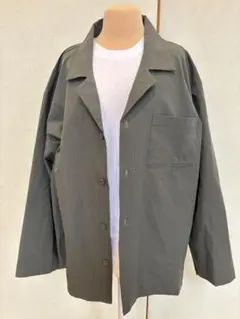 3L シアサッカー長袖シャツ　グリーン