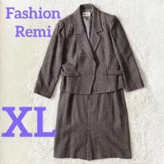ファッションレミ カシミヤ混 スカートスーツセットアップ ツイード 13 XL