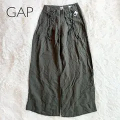 新品未使用✨ GAP ワイドパンツ 編み上げデザインが可愛い旬顔カーキボトム