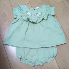 H＆M セットアップ グリーン お花刺繍 90cm