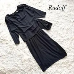 E1【Rudolf】フォーマルワンピース ドレス　プリーツ切り替え　黒　9