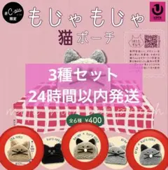 もじゃもじゃ猫ポーチ　3種セット