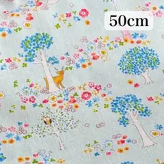 CBポプリン 生地幅×50cm 森のどうぶつ 綿 生地 うさぎ くま ふくろう