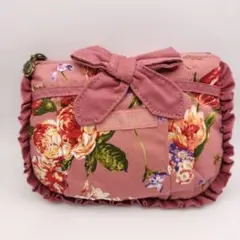 【訳あり未使用】PINK　HOUSE　フリルポーチ　花柄　リボン　かわいい