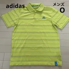 adidas 蛍光イエロー ストライプ ポロシャツ