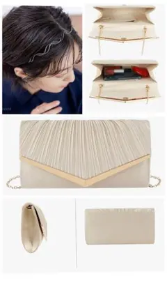 激安♡まとめ売りセット♡クラッチバッグカバンショルダー上品大人シックカチューシャ
