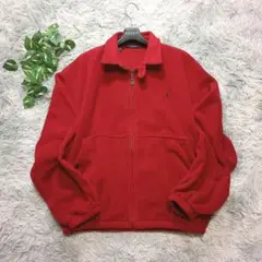 【ポロバイラルフローレン】ジップアップ フリースジャケット (L) 赤 アウター