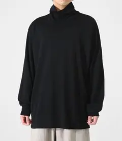 auralee LUSTER PLAITING HI NECK L/S TEE