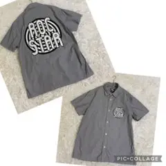 ロックスター　シャツ　半袖　バックプリント　ストライプ　L メンズ