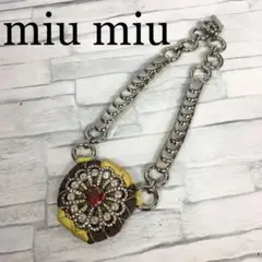 ※❣️最終 miu miu ミュウミュウ ネックレス ラインストーン フラワー
