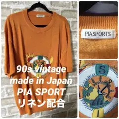 ビンテージ 90s ピアスポーツ　メンズXL Ⅳ 半袖ニット　半袖セーター　ロゴ