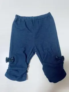 リボン付き　デニム調　ハーフパンツ　100cm