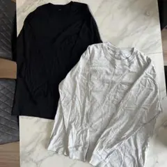 GU 長袖カットソー 2枚セット 黒 グレー　ロンＴ