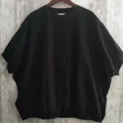 新品！isoLaine 5分袖刺繍前開きブラウス 黒