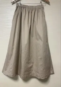 無印良品　ベージュ ロングフレアスカート ゴムウエストＳサイズ