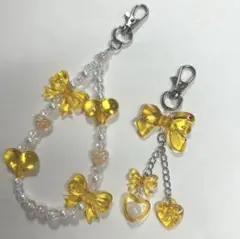 【2点セット】ハンドメイド　ビーズキーホルダー　オレンジセット