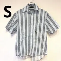 H.I.C. 半袖シャツ ブルー系 ストライプ Sサイズ