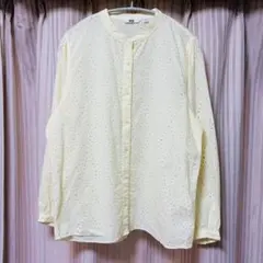 UNIQLO ユニクロ 刺繍入り長袖シャツ XL イエロー