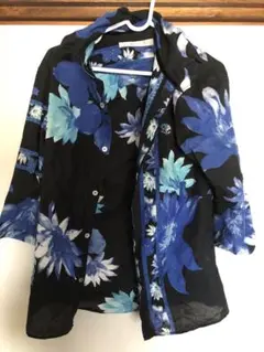 フランシストモークス花柄アロハシャツ青