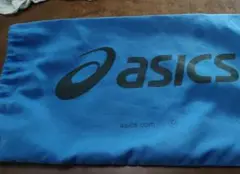asics 青い収納バッグ　巾着