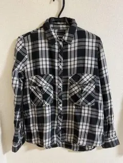 ZARA チェック柄長袖シャツ ブラック・ホワイト