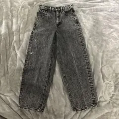 GU レディース グレー デニムパンツ ハイウエスト ストレート Sサイズ
