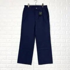 MandO【L】紺 デニムパンツ ワイドストレート 合皮ポケット タグ付き