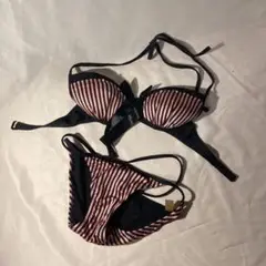 ピンク黒ストライプビキニ 9M