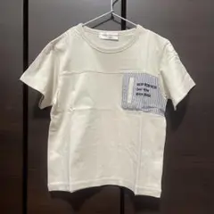 moo non nonむーのんのん　綿100％ ストライプ ロゴ刺繍 Tシャツ