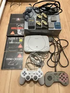 PS ONE 本体 箱説明書パッケージ付き メモリーカード ソフト4本