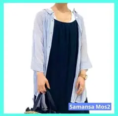 SM2 サマンサモスモス シアーワッシャーストライプシャツチュニック ブルー