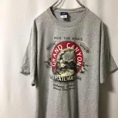 N-4986 BLUE 84 アメリカ古着 グランドキャニオン 汽車TシャツXL