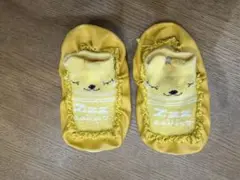くま顔デザイン ベビーシューズ イエロー