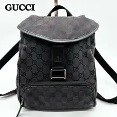 高級✨グッチ 小さくて可愛い♡ミニリュックサック GG柄 キャンバス レザー 黒